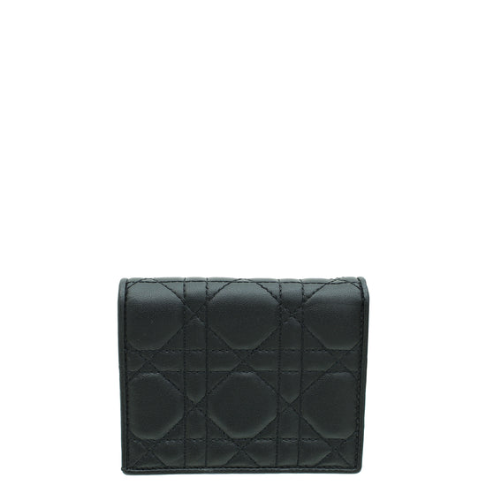 Christian Dior Black Mini Lady Dior Gardenia Wallet