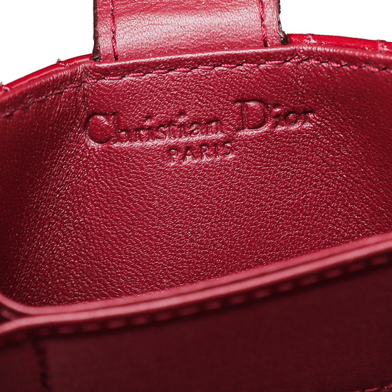 Lady Dior 5-Gusset Card Holder Cherry Red Patent Cannage Calfskin