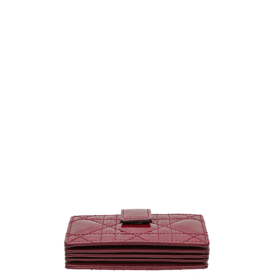 Dior - Lady Dior 5-GUSSET Card Holder Cherry Red Patent Cannage Calfskin - Women