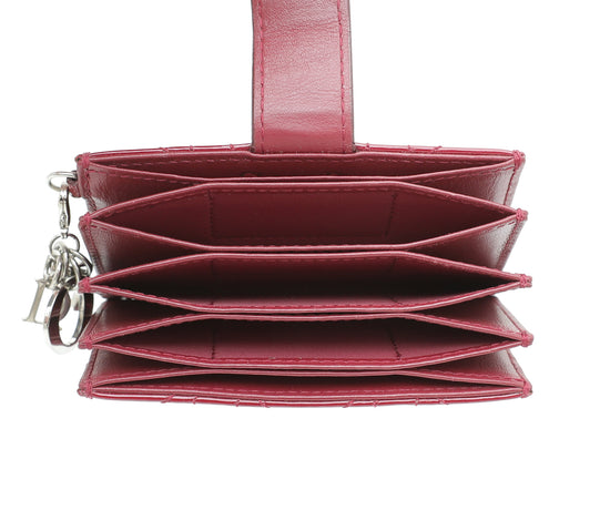 Christian Dior Cherry Red Lady Dior 5-Gusset Card Holder