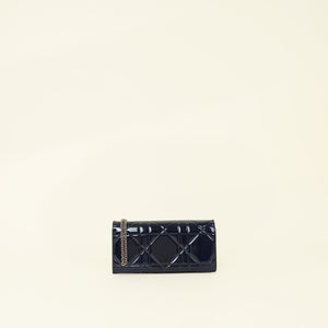 Christian Dior Indigo Blue Lady Dior Cannage Chain Wallet