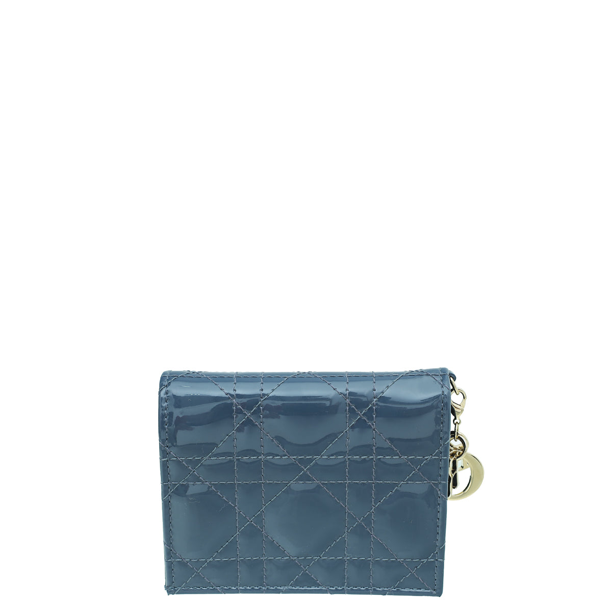 Christian Dior Cloud Blue Lady Dior Patent Mini Wallet