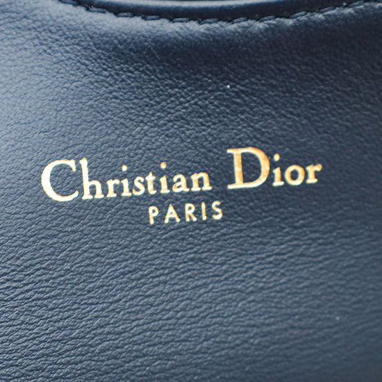 Christian Dior Navy Blue Oblique Saddle Flap Card Holder