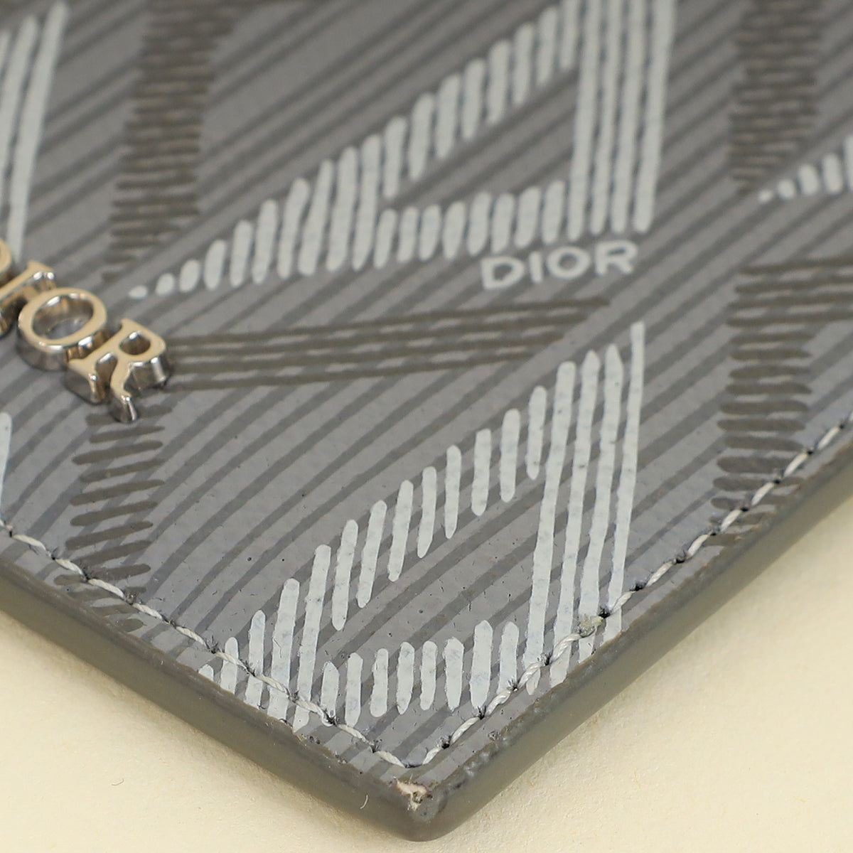 Christian Dior Gray CD Diamond Card Holder on Lanyard-Christian Dior-THE CLOSET