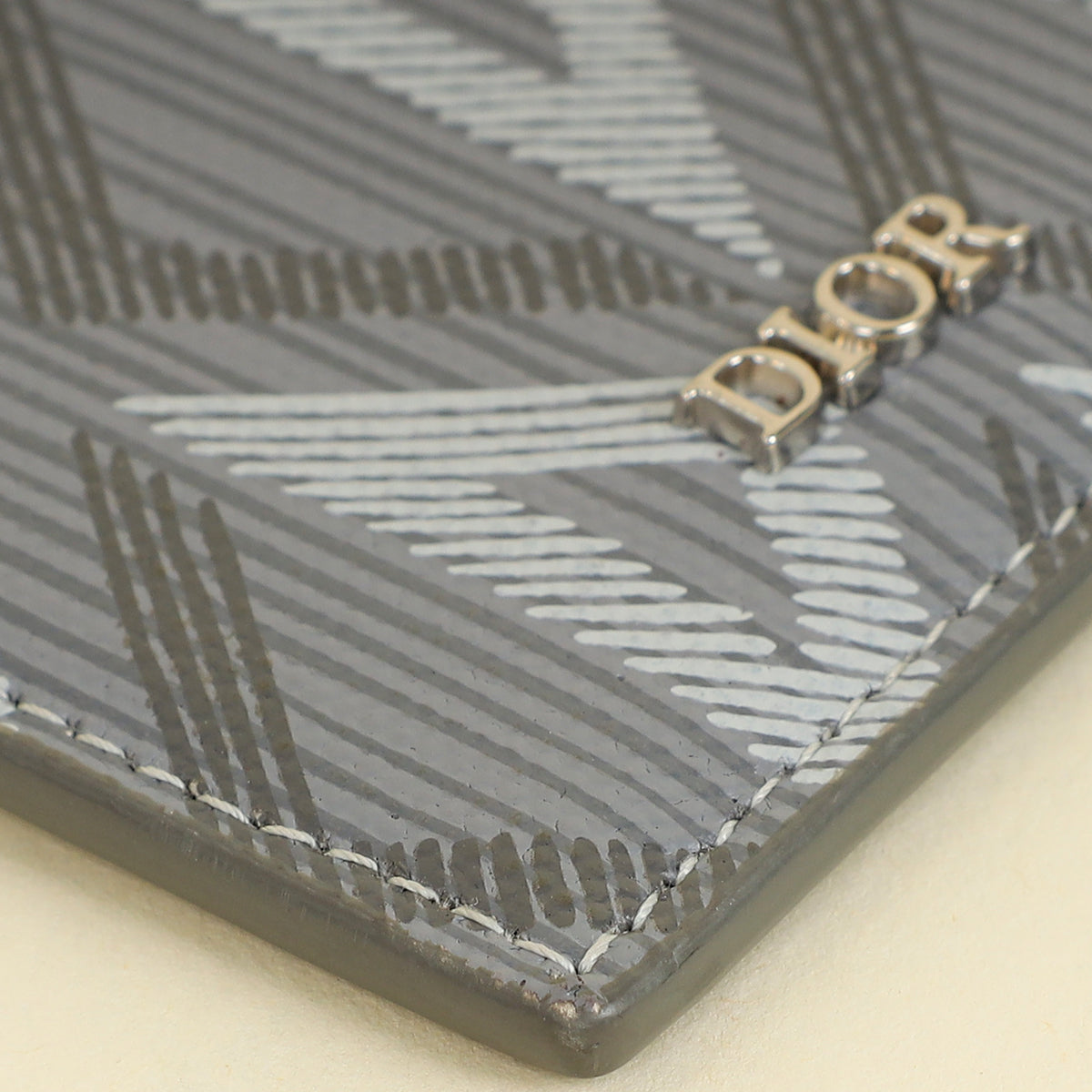 Christian Dior Gray CD Diamond Card Holder on Lanyard-Christian Dior-THE CLOSET