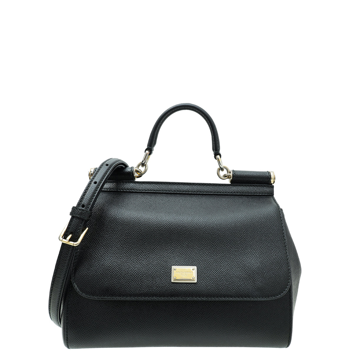 Dolce & Gabbana Black Dauphine Sicily Medium Bag-Dolce & Gabbana-THE CLOSET