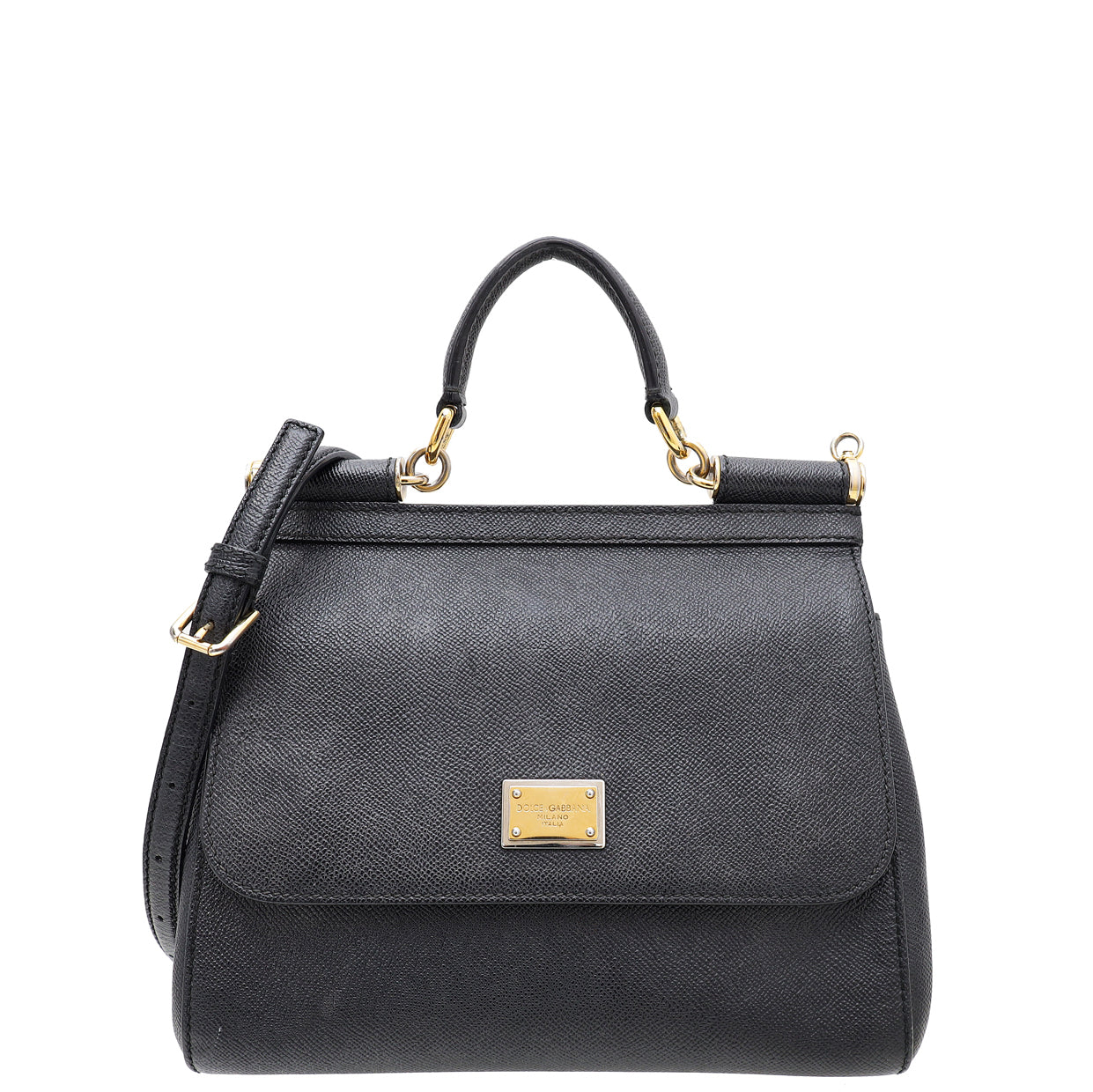 Dolce & Gabbana Black Dauphine Sicily Medium Bag-Dolce & Gabbana-THE CLOSET