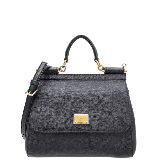 Dolce & Gabbana Black Dauphine Sicily Medium Bag