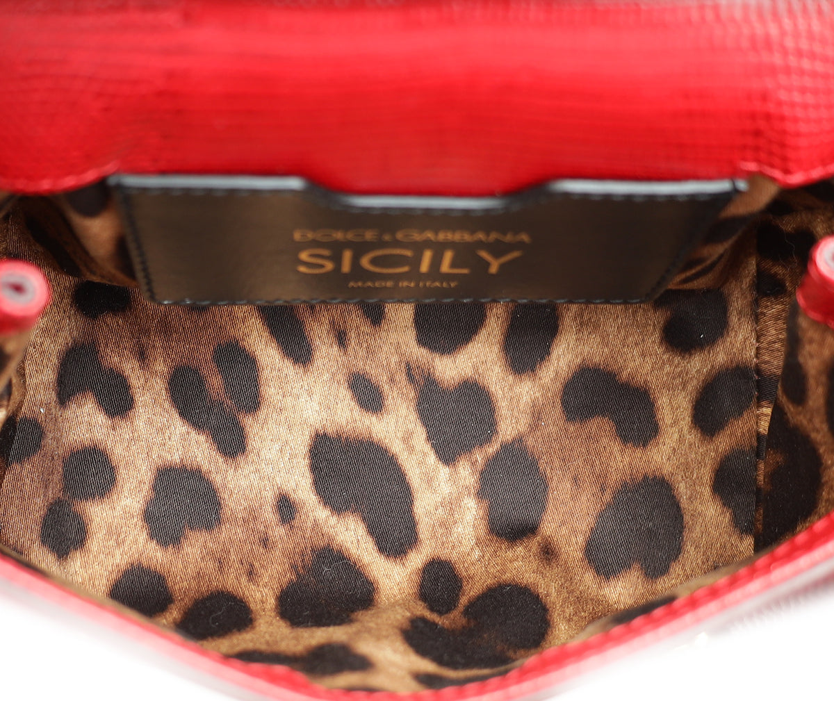 Dolce & Gabbana Red Iguana Print Crystal Mini Sicily Bag
