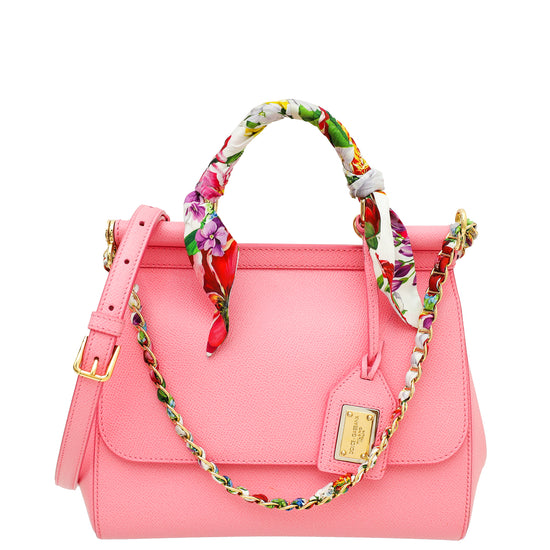 Dolce & Gabbana Pink Sicilty Bag W/ Scarf