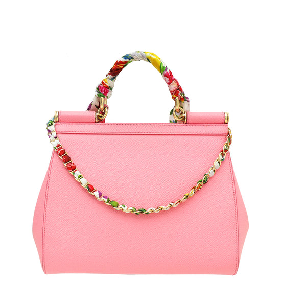 Dolce & Gabbana Pink Sicilty Bag W/ Scarf