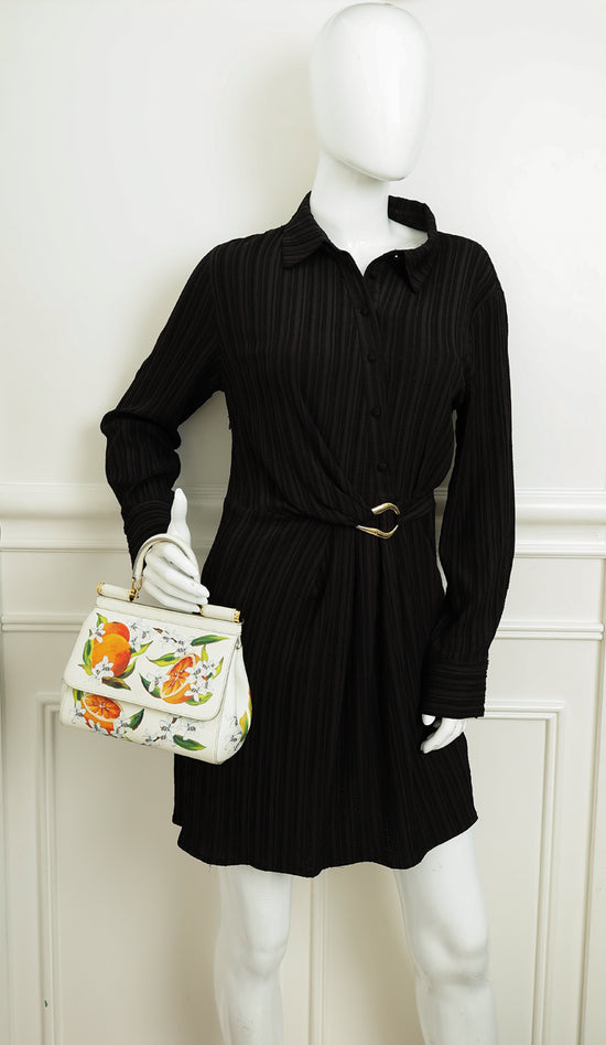 Dolce & Gabbana White Multicolor Flowers Orange Print Miss Sicily Small Bag-Dolce & Gabbana-THE CLOSET