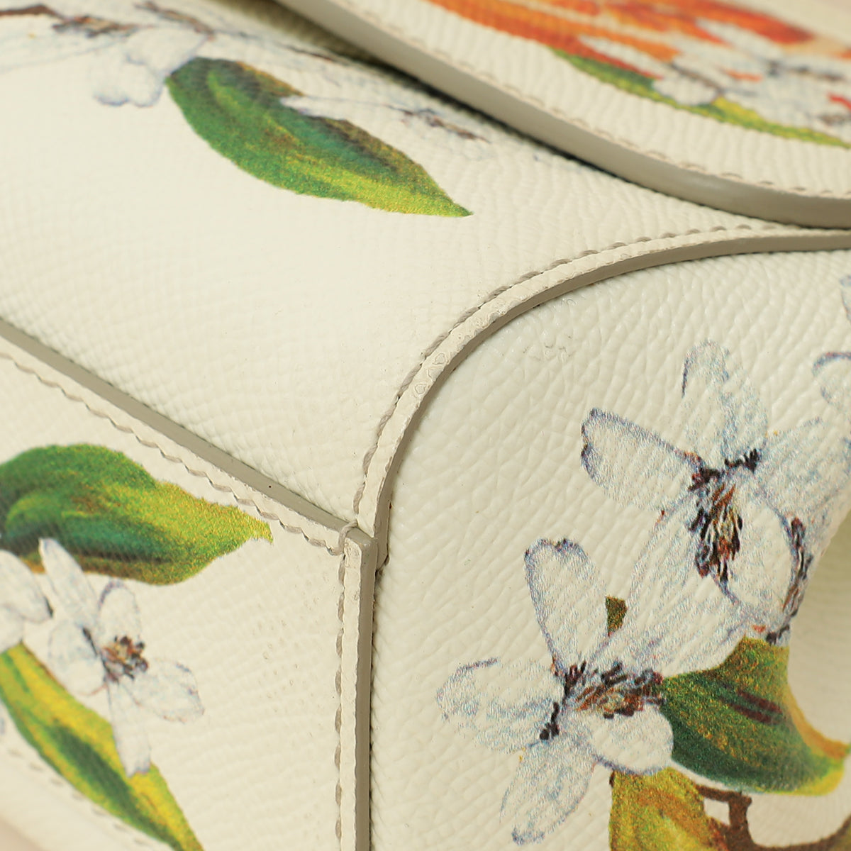 Dolce & Gabbana White Multicolor Flowers Orange Print Miss Sicily Small Bag-Dolce & Gabbana-THE CLOSET