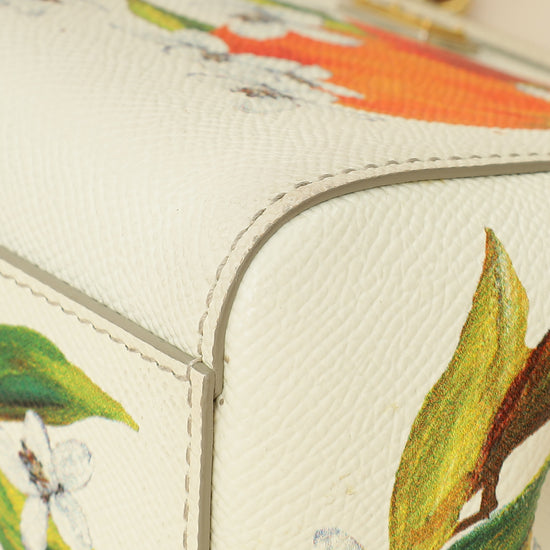 Dolce & Gabbana White Multicolor Flowers Orange Print Miss Sicily Small Bag-Dolce & Gabbana-THE CLOSET