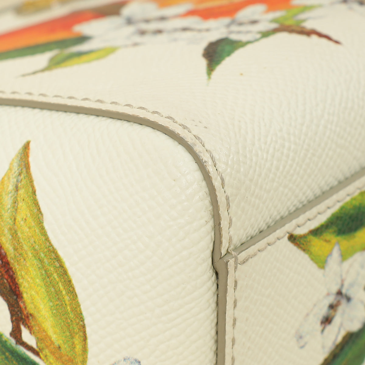 Dolce & Gabbana White Multicolor Flowers Orange Print Miss Sicily Small Bag-Dolce & Gabbana-THE CLOSET