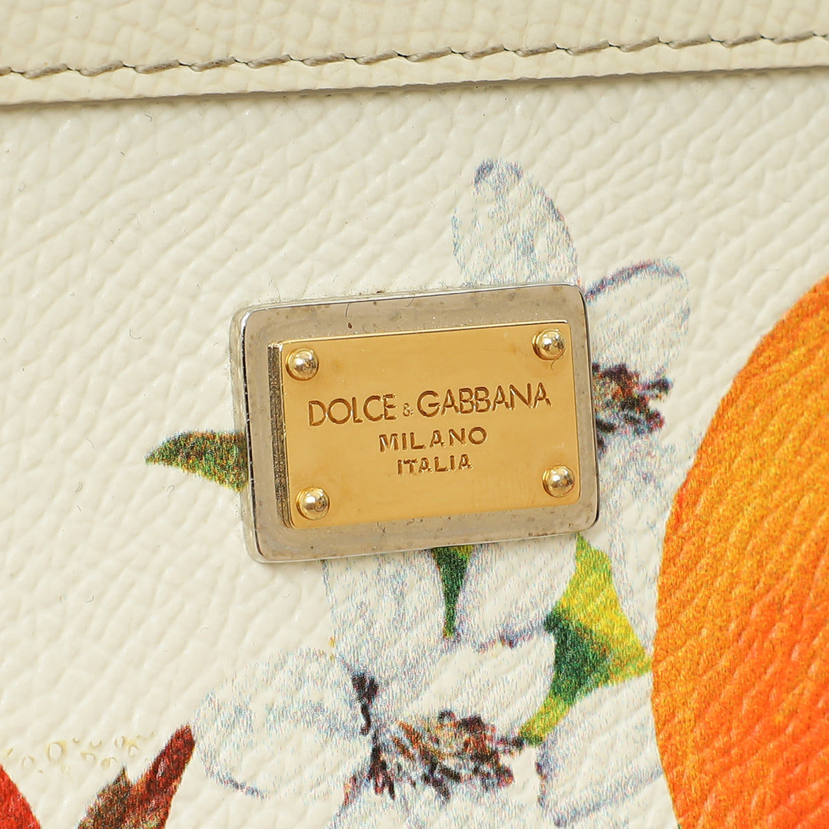 Dolce & Gabbana White Multicolor Flowers Orange Print Miss Sicily Small Bag-Dolce & Gabbana-THE CLOSET