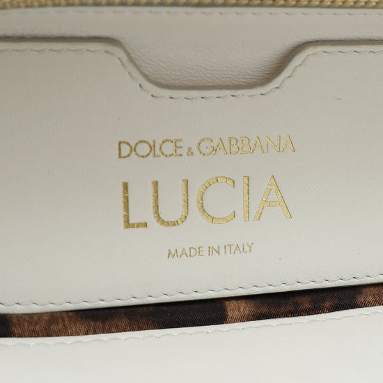 Dolce & Gabbana White Multicolor Studded "Dolce" Lucia Bag