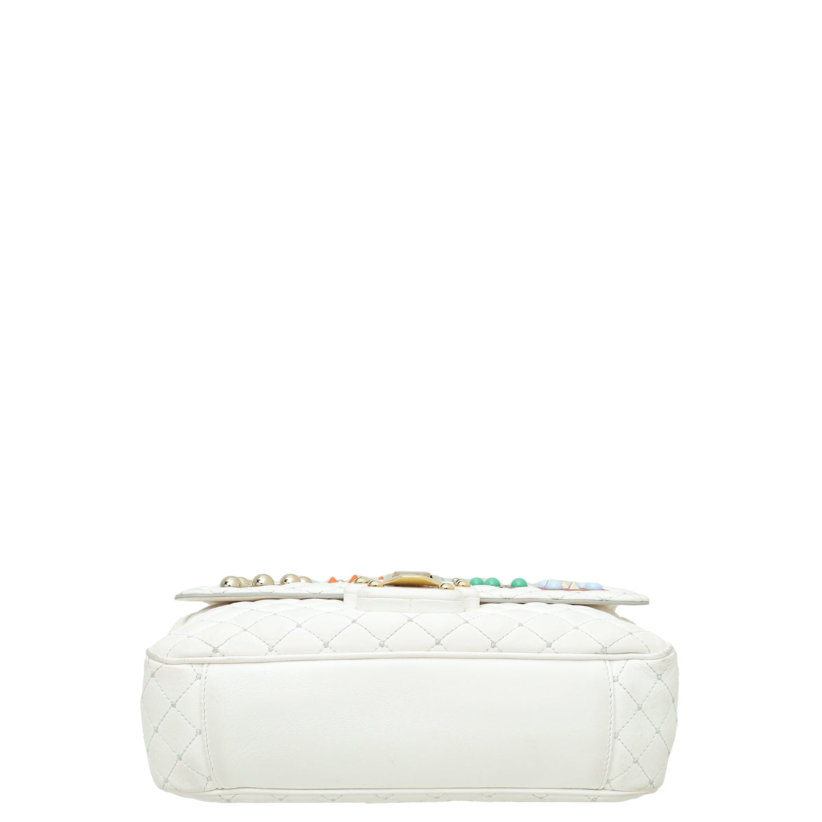 Dolce & Gabbana White Multicolor Studded "Dolce" Lucia Bag