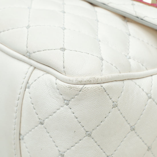 Dolce & Gabbana White Multicolor Studded "Dolce" Lucia Bag