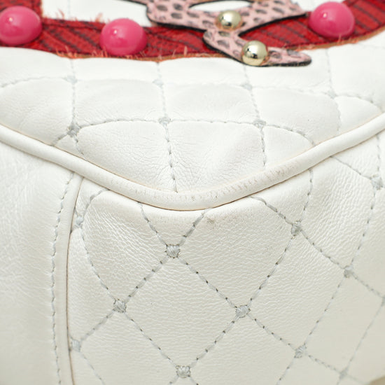 Dolce & Gabbana White Multicolor Studded "Dolce" Lucia Bag