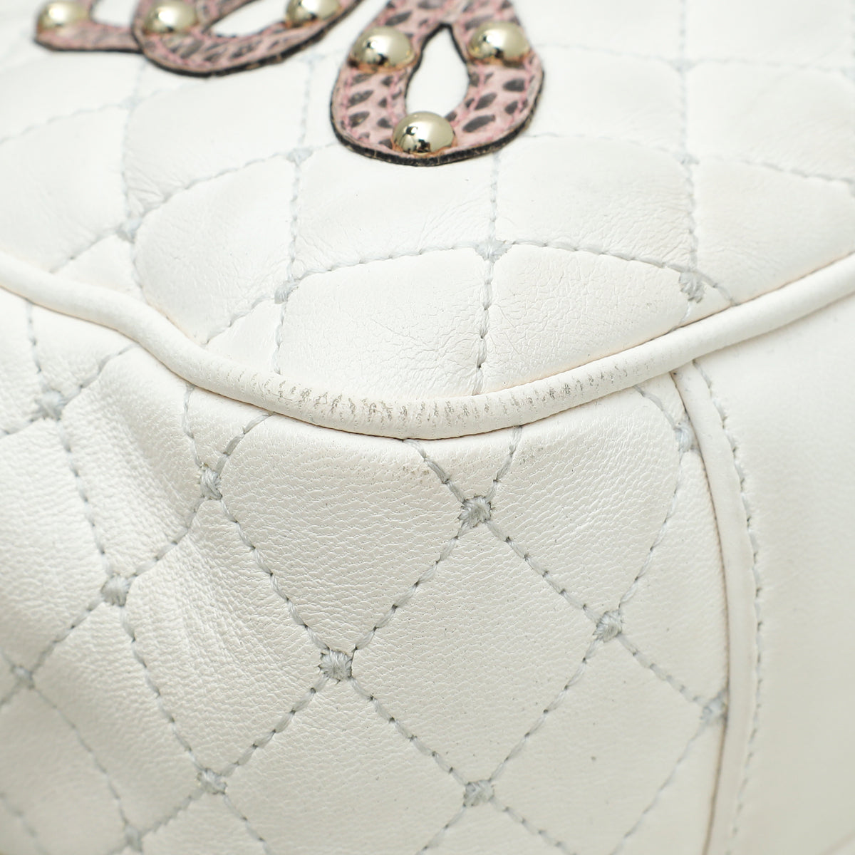 Dolce & Gabbana White Multicolor Studded "Dolce" Lucia Bag