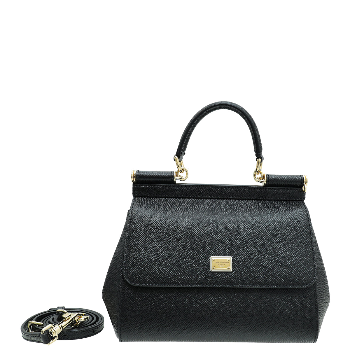 Dolce & Gabbana Black Dauphine Sicily Small Bag-Dolce & Gabbana-THE CLOSET