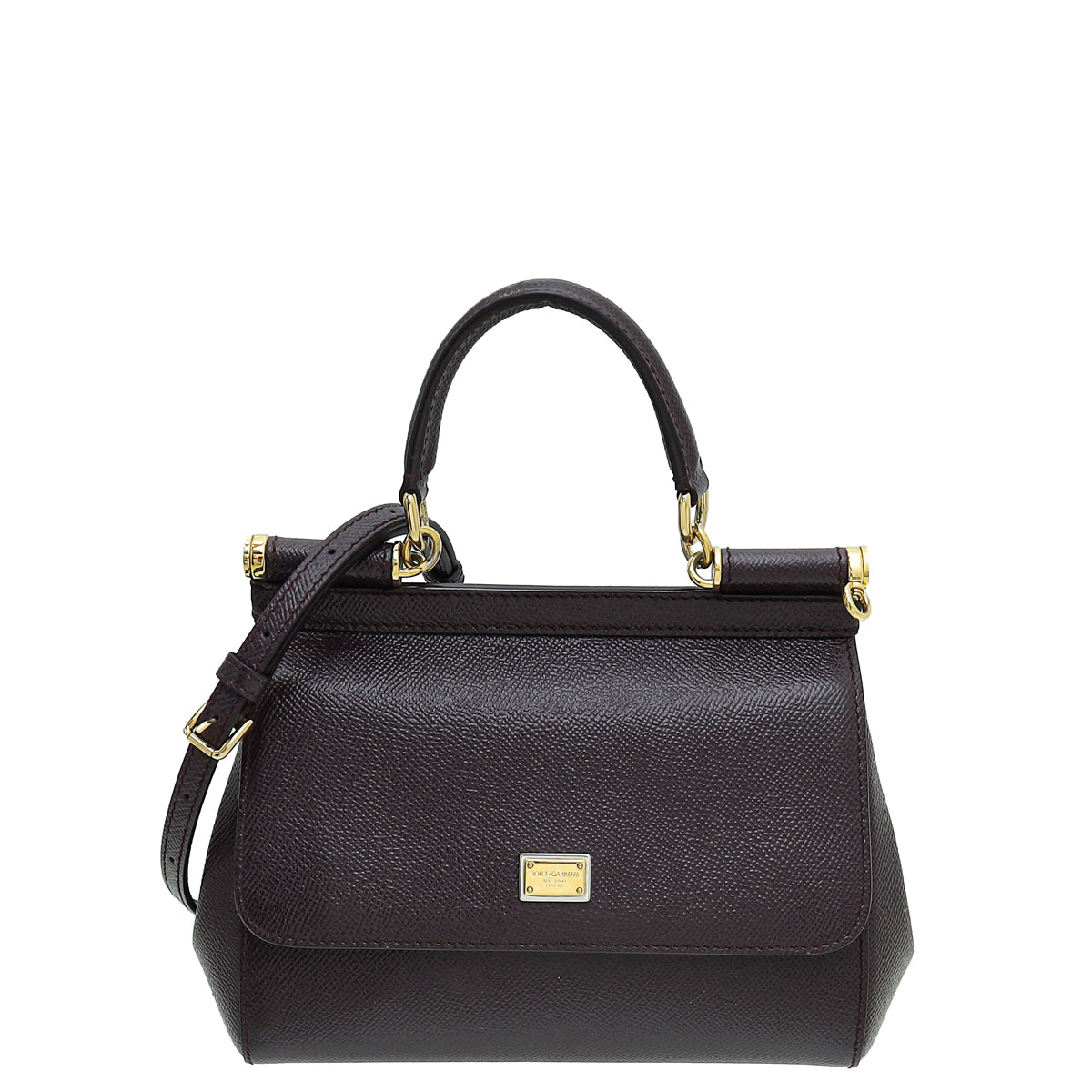 Dolce & Gabbana Burgundy Dauphine Sicily Small Bag-Dolce & Gabbana-THE CLOSET