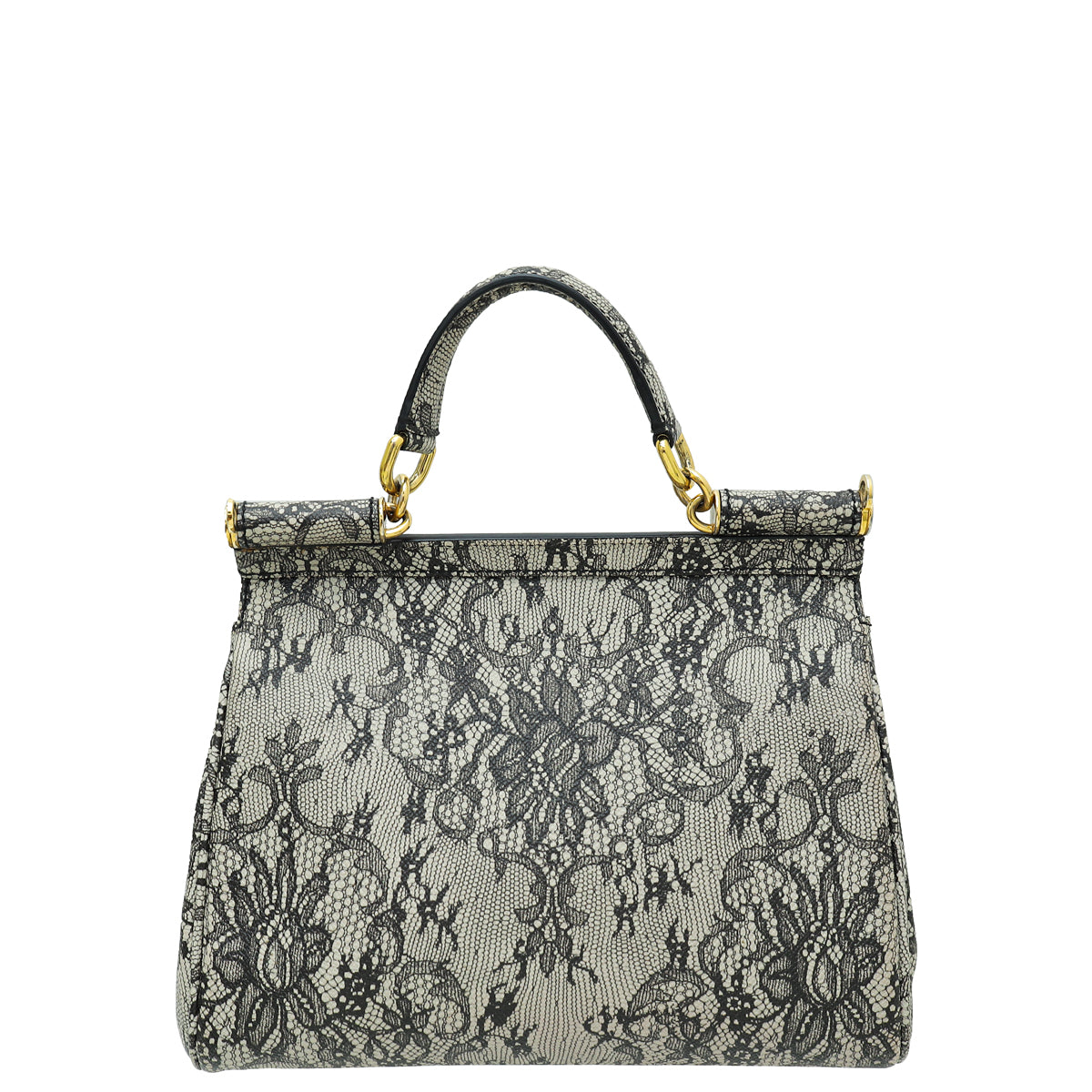 Dolce & Gabbana Bicolor Lace Print Sicily Medium Bag