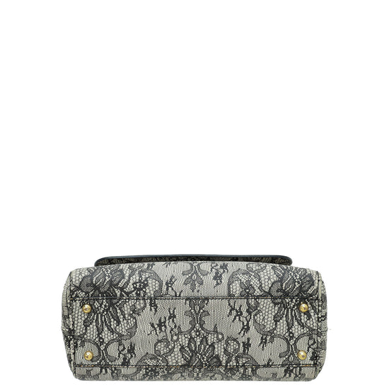 Dolce & Gabbana Bicolor Lace Print Sicily Medium Bag