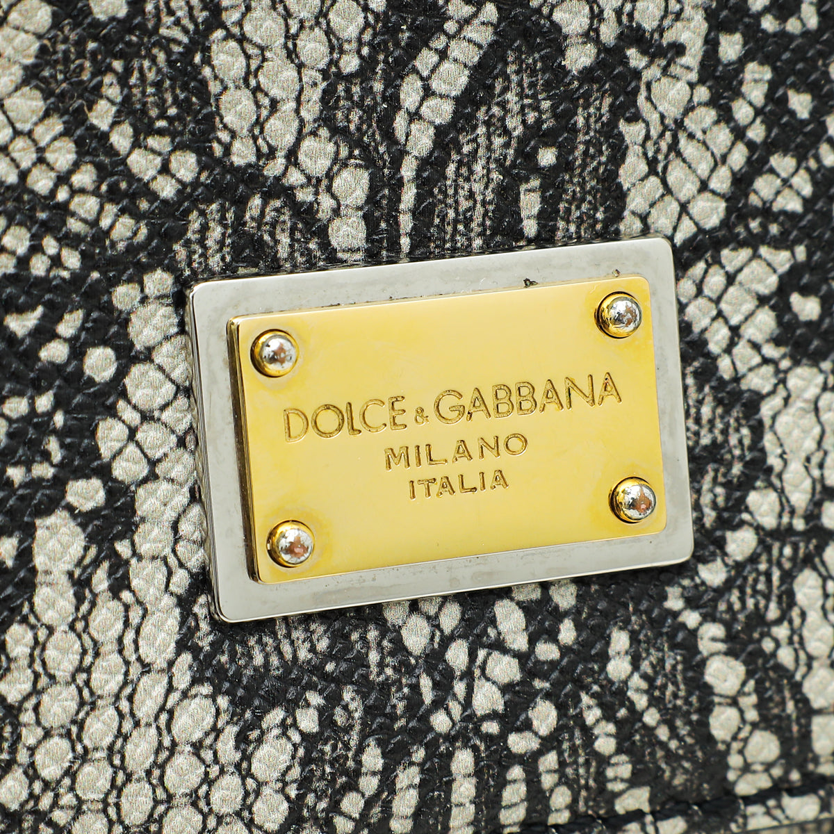 Dolce & Gabbana Bicolor Lace Print Sicily Medium Bag
