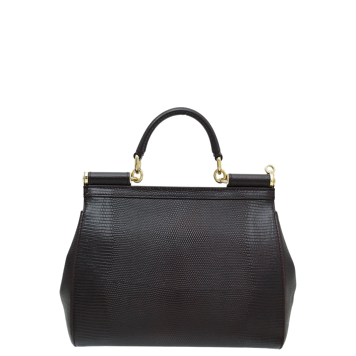 Dolce & Gabbana Burgundy Iguana Print Crystal Sicily Medium Bag-Dolce & Gabbana-THE CLOSET