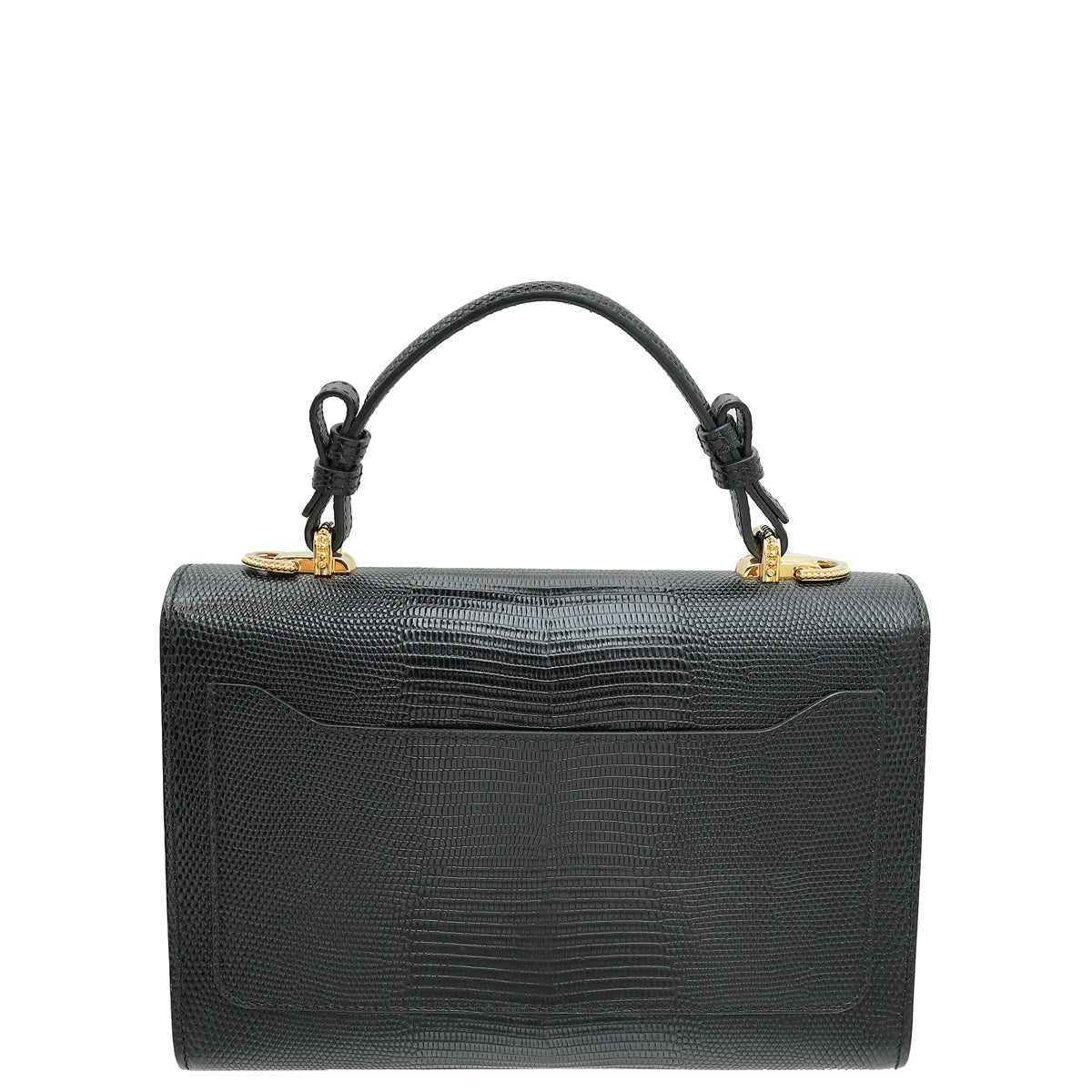 Dolce & Gabbana Black Iguana Print Lucia Bee Top Handle Bag-Dolce & Gabbana-THE CLOSET