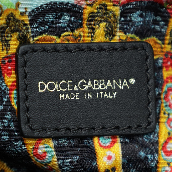 Dolce & Gabbana Black Multicolor Flower Print Sicily Medium Bag