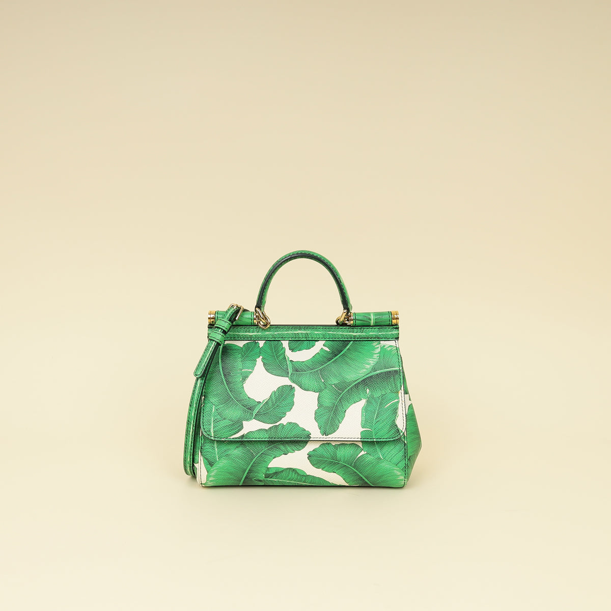 Dolce & Gabbana Bicolor Banana Leaf Print Miss Sicily Small Bag-Dolce & Gabbana-THE CLOSET