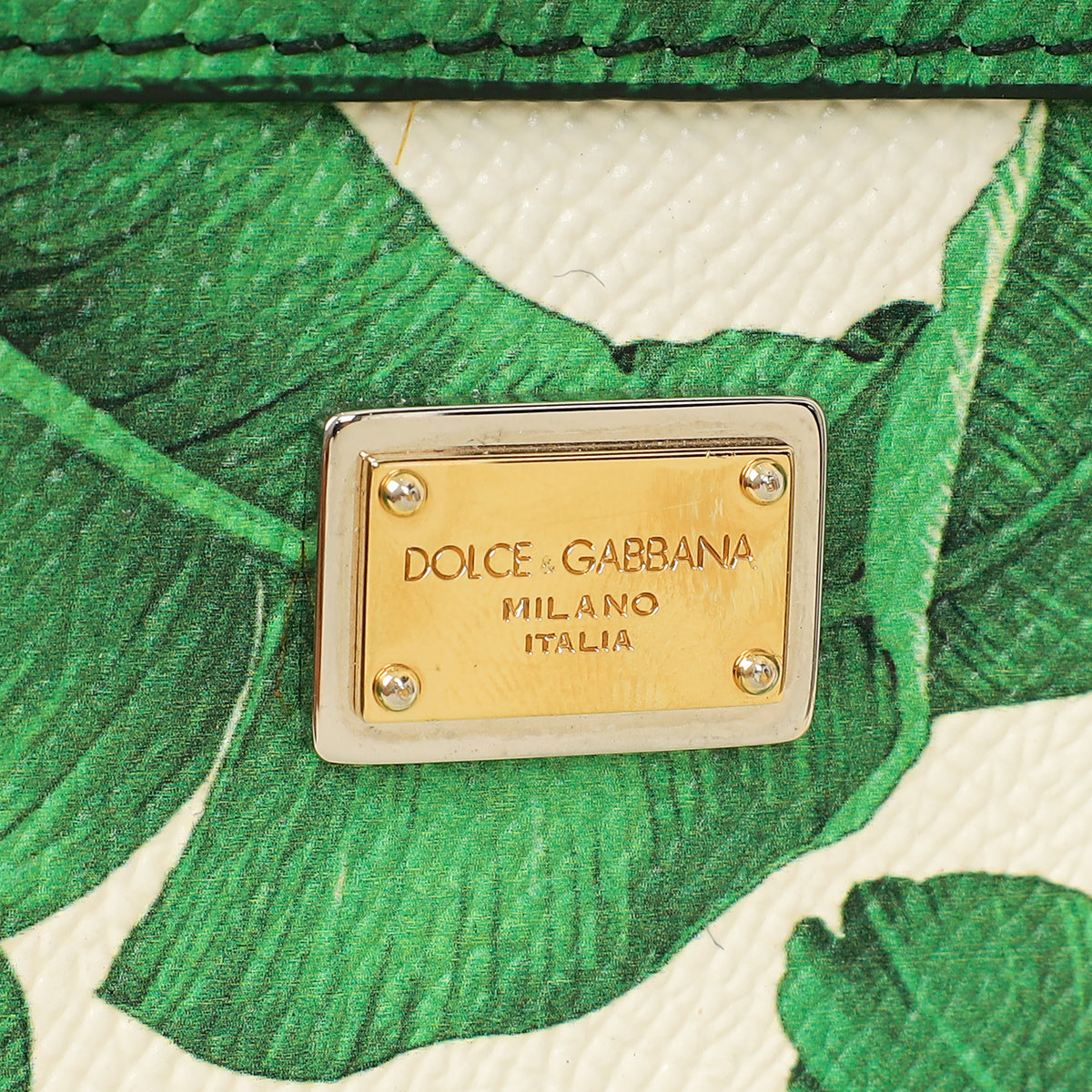 Dolce & Gabbana Bicolor Banana Leaf Print Miss Sicily Small Bag-Dolce & Gabbana-THE CLOSET