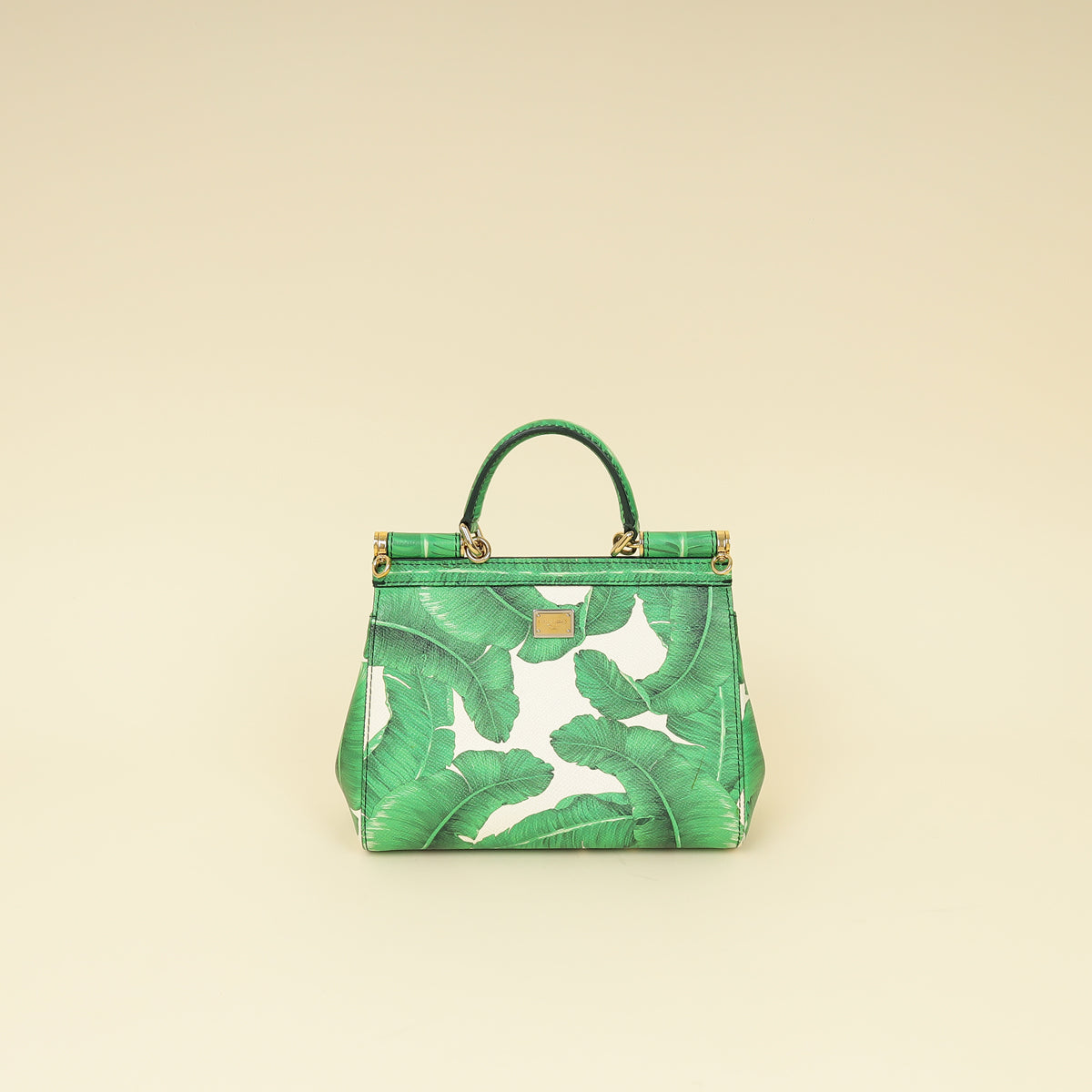 Dolce & Gabbana Bicolor Banana Leaf Print Miss Sicily Small Bag-Dolce & Gabbana-THE CLOSET