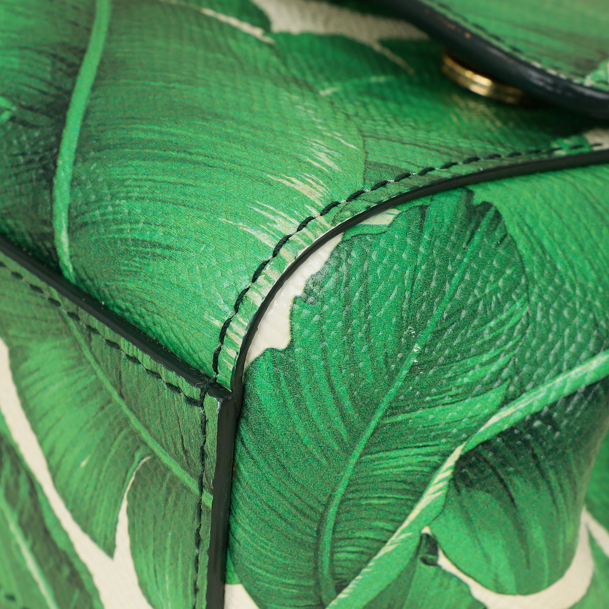 Dolce & Gabbana Bicolor Banana Leaf Print Miss Sicily Small Bag-Dolce & Gabbana-THE CLOSET