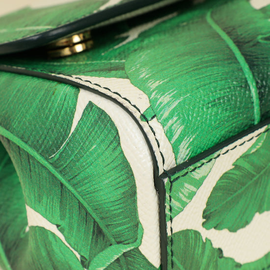 Dolce & Gabbana Bicolor Banana Leaf Print Miss Sicily Small Bag-Dolce & Gabbana-THE CLOSET