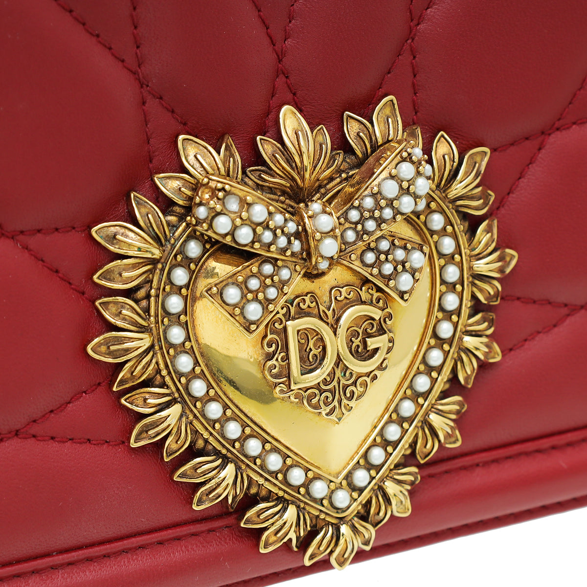 Dolce & Gabbana Red Devotion Flap Medium Chain Bag