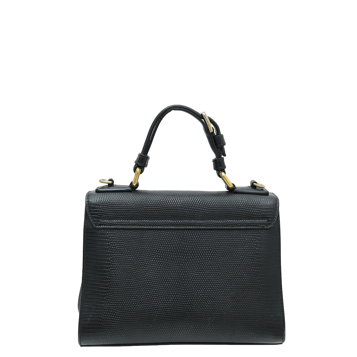 Dolce & Gabbana Black Lizard Print Miss Monica Small Bag