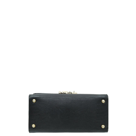 Dolce & Gabbana Black Lizard Print Miss Monica Small Bag