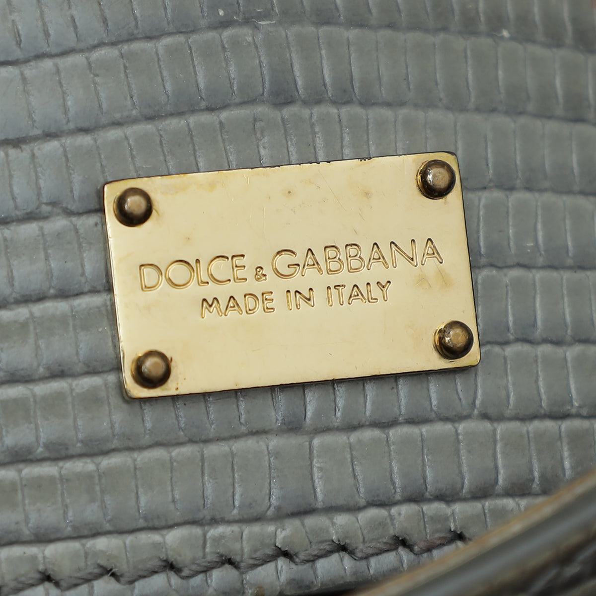 Dolce & Gabbana Light Gray Lizard Embossed Sicily Bag