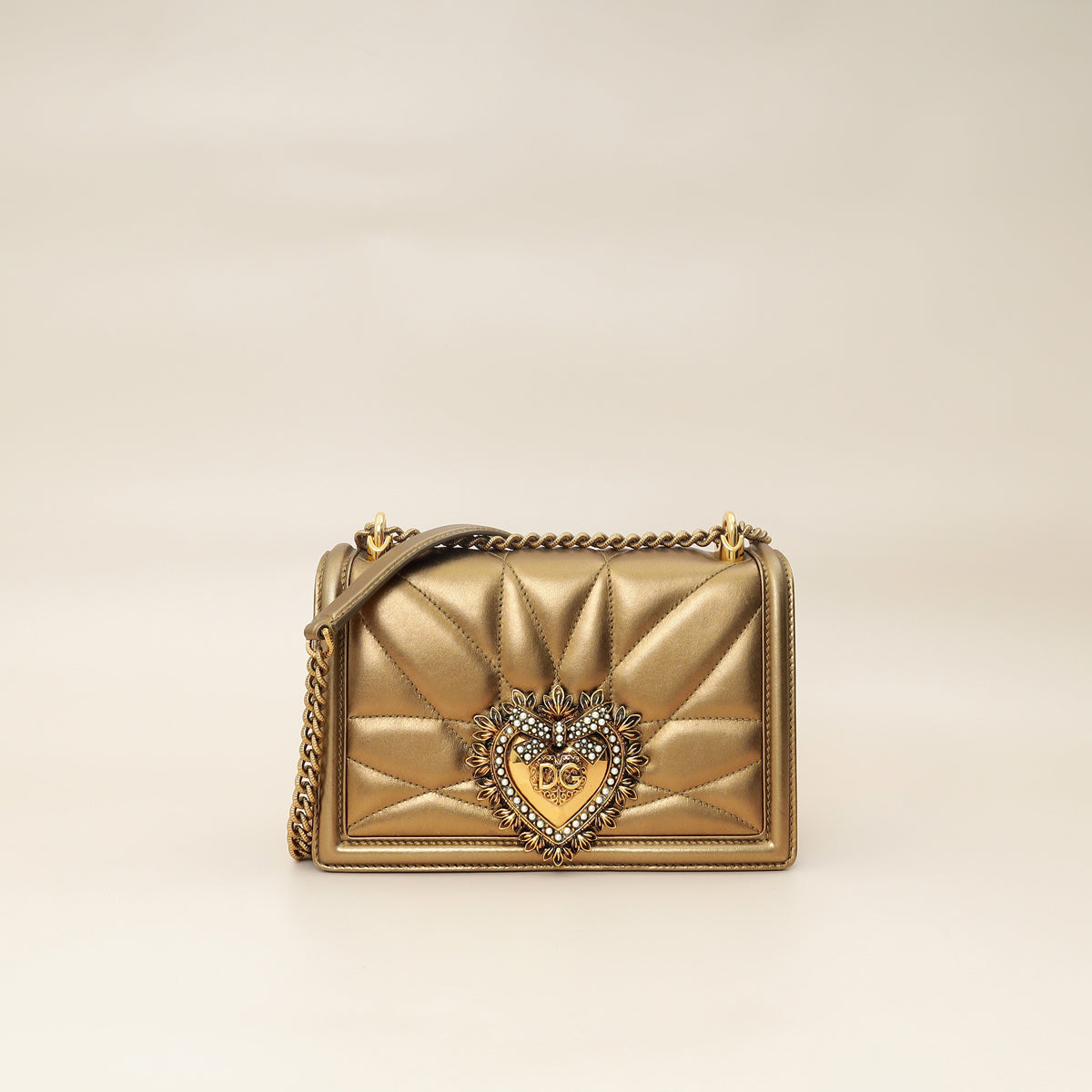 Dolce & Gabbana Bronze Devotion Flap Bag-Dolce & Gabbana-THE CLOSET