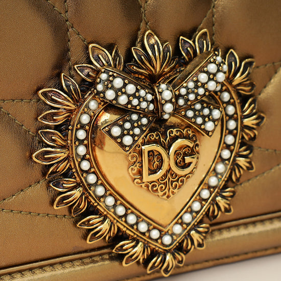 Dolce & Gabbana Bronze Devotion Flap Bag-Dolce & Gabbana-THE CLOSET
