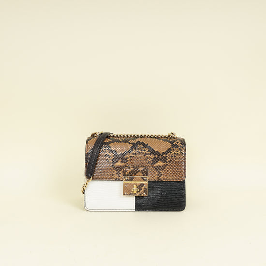 Dolce & Gabbana Tricolor Rosalia Python Lizard Flap Chain Bag