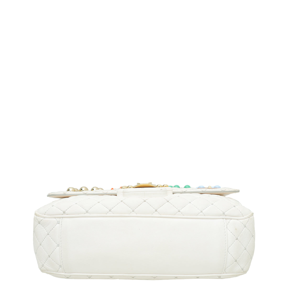Dolce & Gabbana White Multicolor "Dolce" Studded Lucia Bag