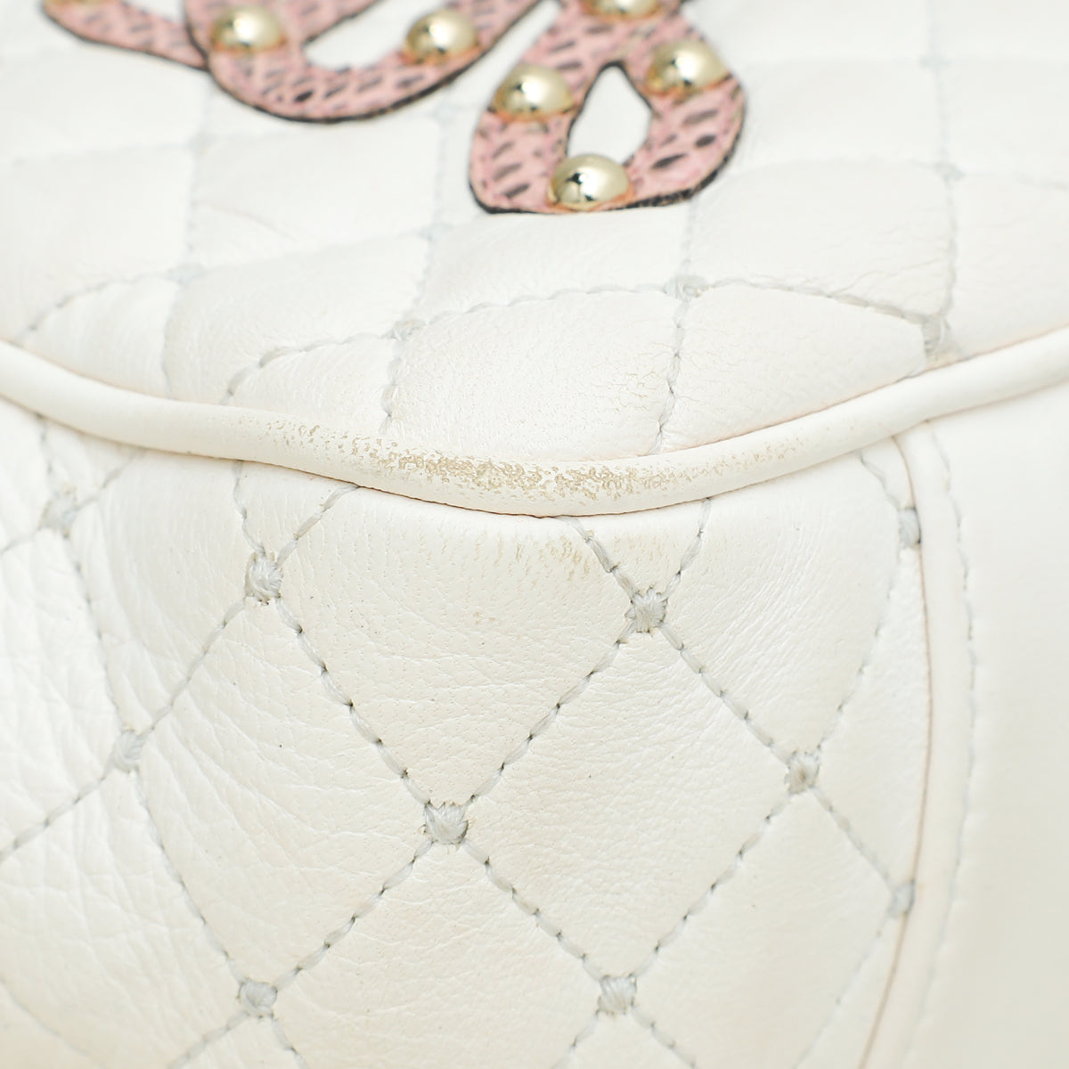 Dolce & Gabbana White Multicolor "Dolce" Studded Lucia Bag