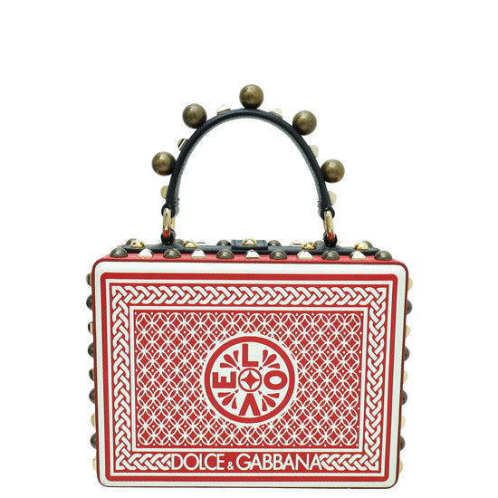 Dolce & Gabbana Tricolor Studded Playing Card Printed Dolce Box Bag