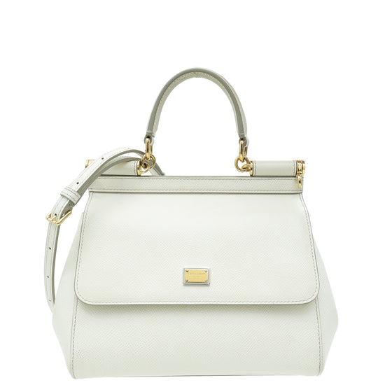 Dolce & Gabbana White Dauphine Sicily Small Flap Bag