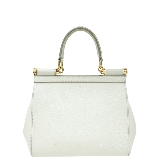 Dolce & Gabbana White Dauphine Sicily Small Flap Bag